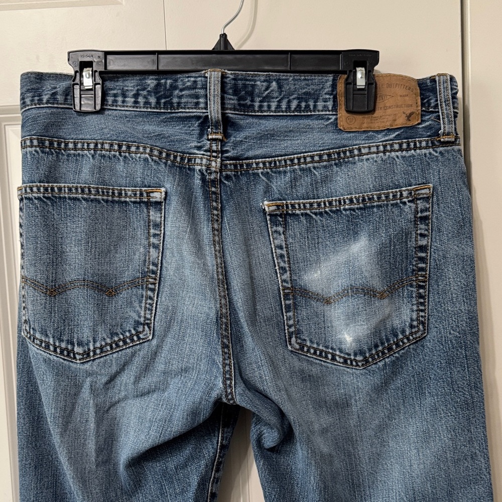 American Eagle Outfitters Original Straight Fit Distressed Blue Jeans - Picture 5 of 7